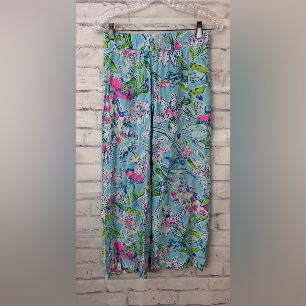 Lilly Pulitzer XXS Bal Harbour Palazzo Cropped Pants Sway This Way Preppy Floral